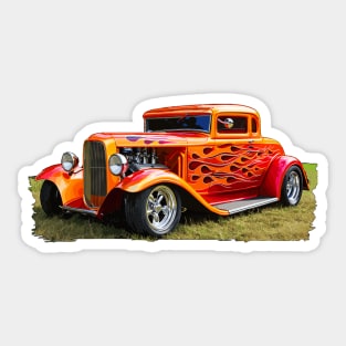 Flaming Classic Hot Rod Custom Car Vintage Retro Classic Car Sticker